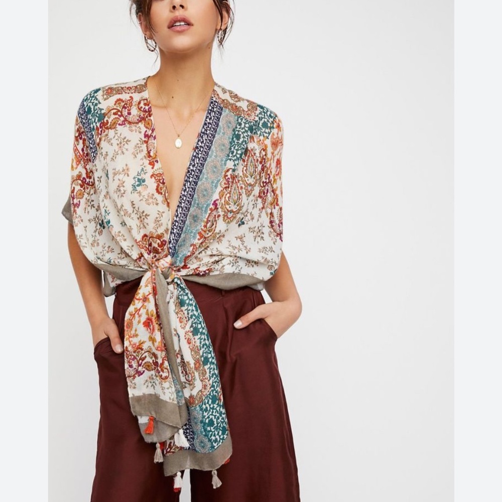 Free People Patchwork Paisley Tassel Kimono – One Size